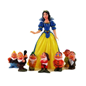 8pcs/Daudz Princese Attēls Rotaļlietas sniegbaltīte un Septiņi Rūķīši Mini Modeli Lelles Bērniem