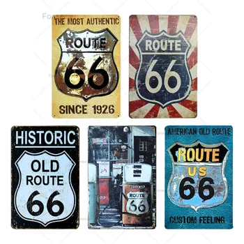 ASV Route 66 Metāla zīmju Plāksnes, Garāža Pazīmes Vintage Alvas Plāksnes Bārs Sienas Dekori Plāksne Noplucis Šiks Plakātu, Gleznu A876