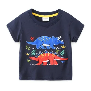 Ir 2021. Zēnu T-krekls Vasaras Top Bērni Tshirt Kokvilnas Apģērbs Dinozauri T-krekli ar Īsām Piedurknēm Koszulki Tee Kreklu Roupa Infantil Enfant