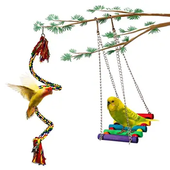 7 Gab. Papagailis Rotaļlietas, Uzstādītu Putnu Karājas Košļājamā Mācību Būris Rotaļlietas Budgerigar Āfrikas Pelēks Kanāriju