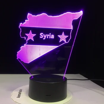 Sīrijā Map 3D LED Nakts Apgaismojums, 7 Krāsas Maiņa USB Guļamistaba Dekori Formas Galda LampBedside Miega Gaismas Armatūra Dāvanas Dropship