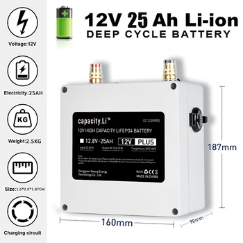 12V 25AH LIFEPO4 Akumulatoru Uzlādējams Litija Dzelzs Fosfāta ar Litija Akumulatoru BMS Pārnēsājamo Bateriju Āra Maksas
