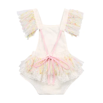 Baby Girl Mežģīnes Savirmot Bodysuit Kokvilnas Piedurknēm Tutu Svārki Romper Kūka Sagraut Tērpiem 0-24M