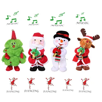 Muzikālās Rotaļlietas Ziemassvētku Dāvanu Dzied un dejo Lelle Ziemassvētku Koku Šūpošanos, Cepure, Elektriskās Bērnu Rotaļlietas