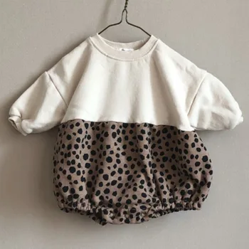 Baby Girl Bodysuits Leopards Drukāt Plīša viengabala Bērnu Modes Modelis Līmēšana Pakete Maz Meiteņu Apģērbs