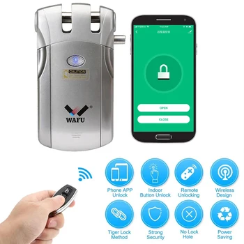 WAFU 018W Pro WIFI Smart Durvju slēdzenes, Tālvadības pults, Drošības Bloķēšanas Neredzams Keyless Saprātīga Bloķēšanas iOS, Android APP Atslēgt