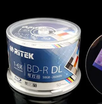 BD-R 50G, 50 GAB/Iepak - RITEK BD-R 1-6X 50GB BDR Disku Izdrukājamu Blue-ray BD-R Tukšu disku Ritek (Taivāna)