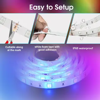 LED Strip Gaismas 12V Ūdensizturīgs RGB gaismas lentes krāsu maiņa 16,4 pēdas 5M gaismas lentes, kas paredzētas telpas Elastīgas Lentes fita ar tālvadības