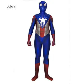 Ainiel Jaunu Captain America Cosplay Kostīmu 3D Drukas Spandex Likra Spider Uzvalku Cilvēks Bodysuit Halloween Cosplay Supervaronis