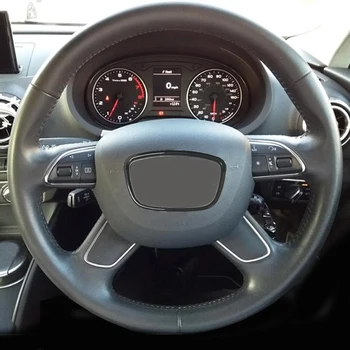 Chrome ABS stūres rata apdare uzlīmes, centrā emblēma, logo rāmis vizuļi uzlīmes aksesuāri Audi A6 A7 A8 C7