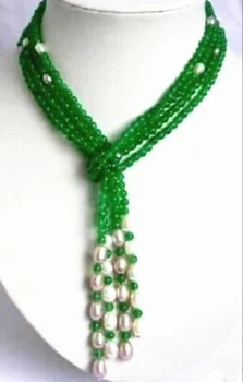 Modes 6mm zaļās dabas white pearl sapcer krelles, šalle, kaklarota, pusdārgakmeņu akmens izgatavots halcedons rotaslietas 50inch 1gb BV366