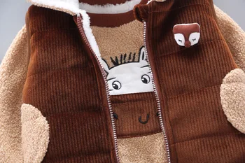 High-end Jaundzimušo Bērnu Ziemas Zēnu drēbes Bieza Plīša Silts Toddler atbilstoši Bērniem jaka, Mētelis + Krekls +Elsas 3Pcs Zīdaiņu Apģērbs