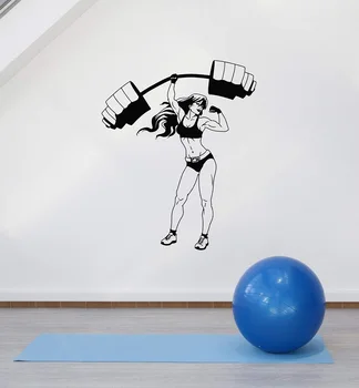 Vinila sienas decal fitnesa sieviete stienis dāmas vingrošanas sporta kultūrisms kluba mājas apdare mākslas uzlīmes 2GY23