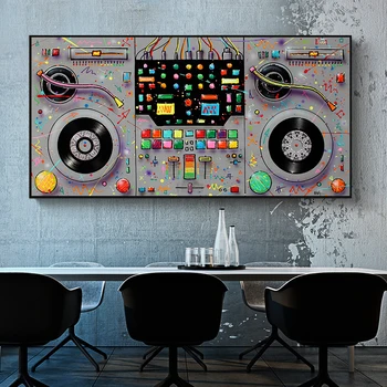 Abstrakti Krāsains Mūzikas Instrumentu Mākslas Audekls Gleznošanai Plakāti un Izdrukas Sienas Art Pictures Cuadros, lai Dzīvojamā Istaba Dekori