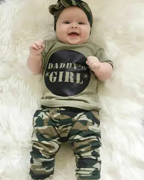 Pudcoco 2019 Jaunu Modes Babe Bērnu Clotes Jaundzimušo Puiku un Meiteņu Camo T-krekls Topi Garas Bikses Apģērbs, Apģērbu Komplekts 2gab