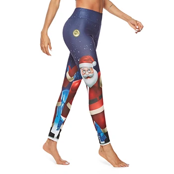 Sieviešu Multiplikācijas filmu Modelis Ziemassvētku Zeķes Santa Claus Drukāšanas Bikses ar Augstu Vidukli Jeggings Treniņu Push Up Leggins Mujer Stulpiņi