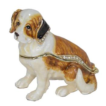 Saint Bernard suns rotaslietas kaste dzīvnieku galda sakausējuma dekoratīvās amatniecības alvas rota suns mīļāko dāvanu, Mājas Aksesuāri, X'mas Dāvanas