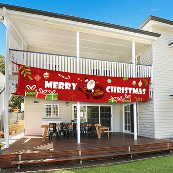 Ir 2021. Santa Claus Āra Banner Priecīgus Ziemassvētku rotājums Mājās 