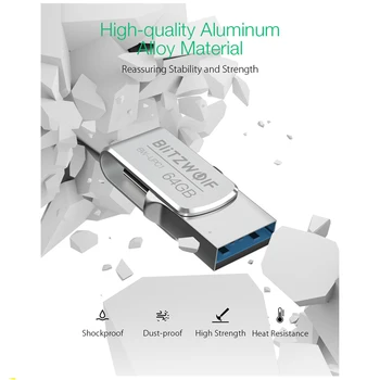 BlitzWolf BW-UPC1 2-in-1 Tips-C USB 3.0 Alumīnija Sakausējuma 16GB 32GB 64GB OTG USB Flash Drive Ārējo atmiņas