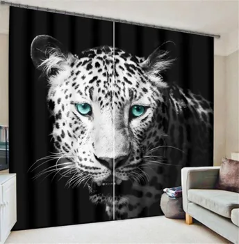 Dzīvnieku melns un balts tīģeris Luksusa Blackout 3D Logu Aizkari Dzīvojamā Istaba Guļamistaba Drapērijas cortinas Rideaux Pielāgota izmēra