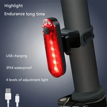 Velosipēds Taillight Ūdensdrošs LED Izjādes Aizmugurējās Gaismas USB Iekasējams Mountain Bike Velo Gaismas, Aizmugurējie lukturi Velosipēdu Apgaismojuma M