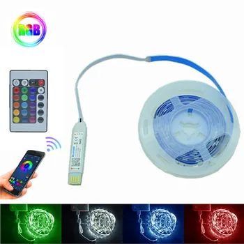 Infrasarkanais/Bluetooth/WIFI/LED Strip Gaismas Elastīgi Lampas 1M 2M 3M 4M 5M Lentes RGB Diodes 5050 DC5V USB kabeli, Mājas apdare apgaismojums