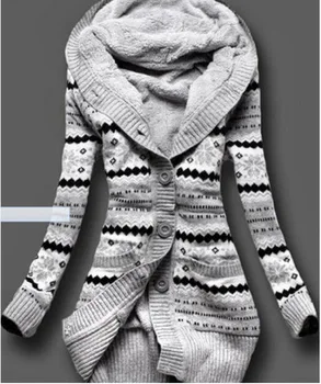 Jauno Gara Jaka Džemperis Sievietēm Gadījuma Sieviešu Džemperis Samta Bieza Drukāt Kapuces Džemperis Trikotāžas Džemperis Sievietēm Pull Femme Hiver