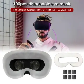 Vienreizējās lietošanas VR Acu Maska Elpojošs Tīras Kokvilnas Sviedru Absorbējošu VR Sejas Maska Oculus Quest/Rifta CV1/Rifta S/HTC Vive Pro 100gab
