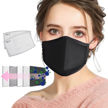 DWTS PM2.5 Kokvilnas Melnu muti Maska anti putekļu masku, salona filtrs Pretvēja Muti-purns baktērijas pierādījumu Gripas Sejas maskas