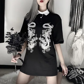Rosetic Gothic Pūķis Dzīvnieku Print T Sievietēm Vintage Šiks Streetwear Gadījuma t-veida Topi, T-krekli Vasaras Black Tee Kreklu 2020