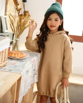 Lielo Meiteņu Krekls Kleita 2019. Gadam Bērni Ziemā Silta Kleita Plus Samta Biezs Bērnu Kleita Gadījuma Bērnu Kokvilnas Apģērbs Vecums 4 -14 Gadiem