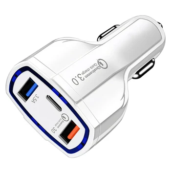 3-Port USB Ātri, Ātri Auto Lādētāja Adapteris C Tipa Ostu maksu par Mobilā Tālruņa GK99