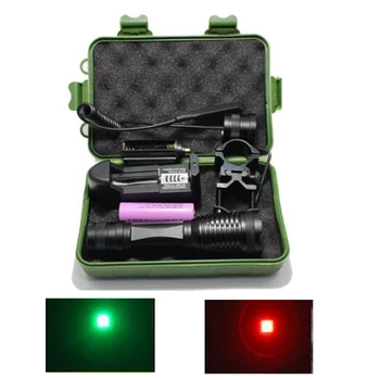 1000 lm Zoom Red Green 18650 LED Lukturīti, Medību, Zvejas Gaisma ON/OFF Režīmā Ar Pistoli Klipu Tālvadības Spiediena Slēdzis