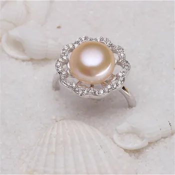 Dainashi Modes Dāvanu Oriģinālas Saldūdens Kultivētās Pērles Vintage Gredzenu 925 Sterling Sudraba Ziedu Zircon Regulējams Gredzens