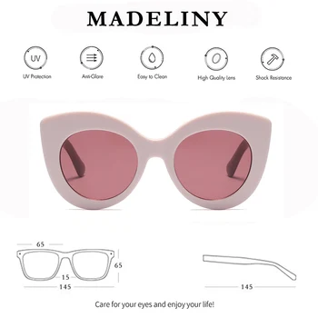 MADELINY Jaunu Kaķu Acu Lielgabarīta Saulesbrilles Sieviešu 2020 Liels Rāmis Vintage Saules Brilles Sieviešu Dizaina Personības Brilles UV400 MA089