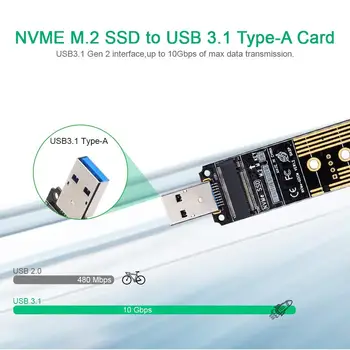 Onvian M. 2 NVME USB 3.1 Adapteris M-Taustiņu M. 2 NGFF NVME USB Kartes, Augstas Veiktspējas 10 gb / s, USB 3.1 Gen 2 Tiltu Čipu SSD