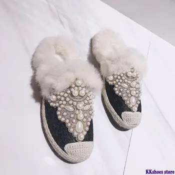 Jauna Rudens Ziemas apavi sievietēm, Komfortu gadījuma Dzīvokļi Plīša kažokādas sieviešu kurpes Modes Frēzēšana Slip-On sieviešu kurpes Mujer Zapatos