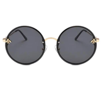 Bišu Apaļas Saulesbrilles Luksusa Dizaineru Toņos Liels Rāmis, Saules Brilles Vīriešiem Retro Slīpumu, Saulesbrilles Sieviešu Cute Sarkans Brilles UV400