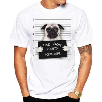 2018 Radošo Suns Policijas Departaments Dizaina Vīriešu T Krekls Mopsis Iespiests T-krekls ar Īsām Piedurknēm Gadījuma franču Buldogs Topi