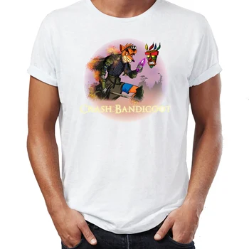 Vīriešu T Krekls, Akvarelis, Crash Bandicoot Smieklīgi Bērnības Varonis Mākslas Zīmējuma Iespiests Tee
