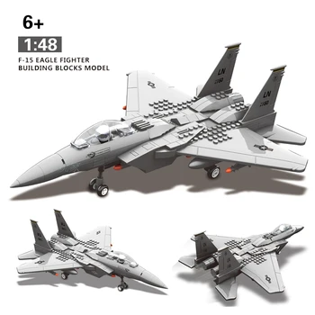 Celtniecības Bloki, Militārās Sērija 270Pcs F-15 Eagle Cīnītājs 593Pcs V-22 Asamblejas KM Lidmašīnas Modeli, Rotaļlietas Bērniem Dāvanas