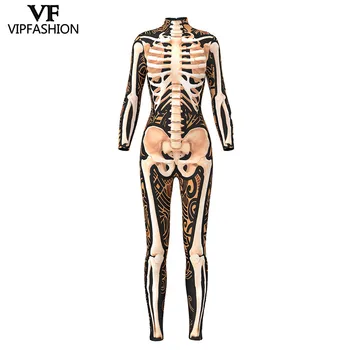 VIP MODES 2019. gadam Jauniem Produktiem 3D Skeletu Drukāt Kombinezonus Halloween Kostīmi Dāmas Jumpsuit Sexy Bodysuits