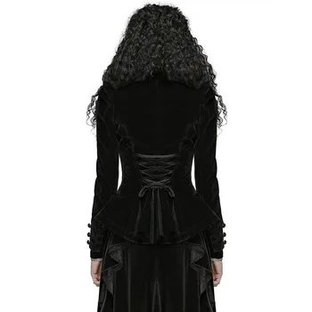Sieviešu Gothic Viduslaiku Vintage Mētelis Melns Mētelis Rāvējslēdzēju Outwear Jaka Casaco Feminino Plus Lieluma Retro Pārsējs Mežģīnes Up Jaka