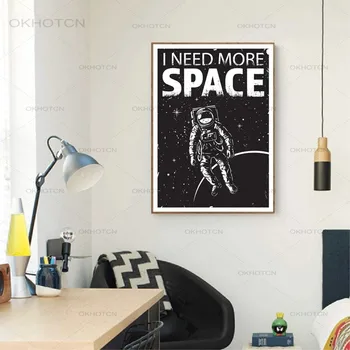 Astronauts Pastaigas Kosmosā Art Print Bērniem Sienas Mākslas Audekls Gleznošanai Telpa, Kosmiskā Mākslas Ainu No Zinātniskās Fantastikas Plakātu Zēni, Istabas Dekori