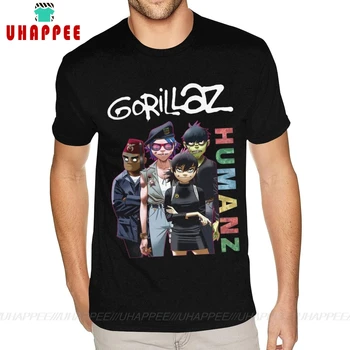 Pasūtījuma Ape Mūzikas Gorillaz Humanz T Krekls Mens Augstākās Kvalitātes Īsām Piedurknēm Tīras Kokvilnas Melna O Kakla Tees Krekls