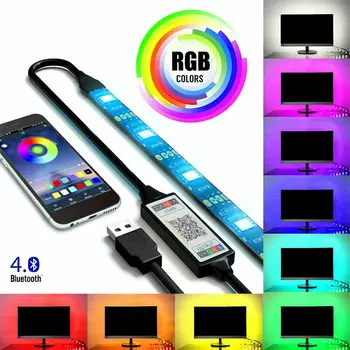 Bluetooth APP Kontroles USB RGB LED Strip Gaismas TV PC Apgaismojums Bezvadu Bluetooth Kontrolieris Smart LED TV Iestatījumu, Sienas Lampas Gaismas