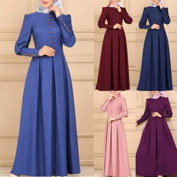 Turcija Dubaija Musulmaņu Gara Kleita Sievietēm, Lielās Šūpoles-line Abaya Caftan Kimono Islāma Apģērba Elbise Marokas Kaftan Hijab Kleitas