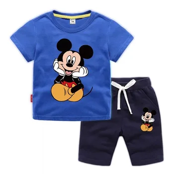 Vasaras Baby Boy Apģērbs Kokvilnas T-krekls, Bikses Meiteņu Apģērba Komplekts Mickey Mouse Sporta Tērpi Bērniem, Apģērbs Bērniem, Apģērbs