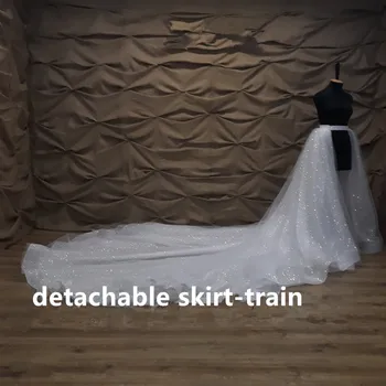350 cm sen atpakaļ līgavas noņemams svārki-vilciens, kāzu svārki, spīdīgu Tilla svārki Mirdzēt kāzu kleita noņemams vilcienu