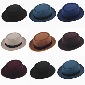 Modes Unisex Jutos Cūkgaļas Pīrāgs Vīriešiem krokainajām edg klp Dzīvoklis caps apļveida cepures Fedoras chapeu fedora cepuri 25